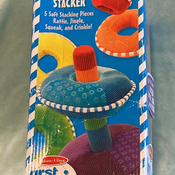NEW Melissa & Doug First Play Plush Rainbow Stacker Machine Wash, Squeak, Rattle - Picture 4 of 6